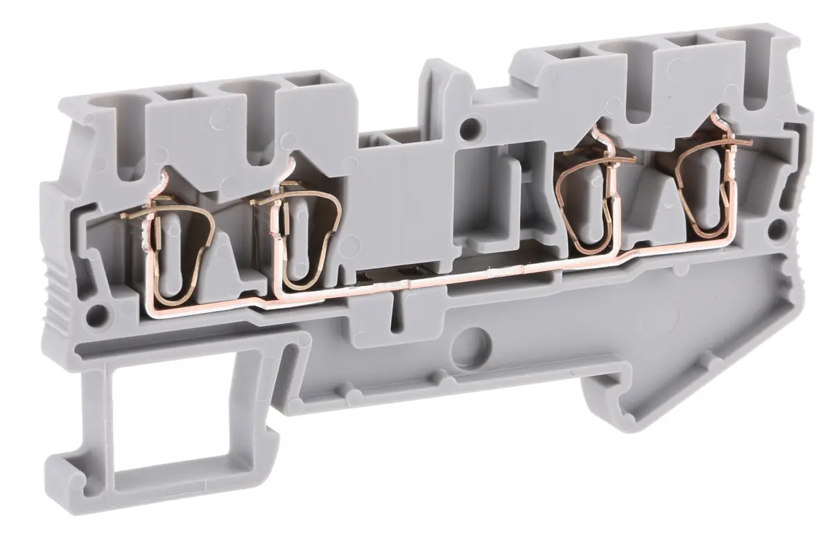 Produktfoto 1 von Phoenix Contact ST 2.5-QUATTRO Anschlussklemmenblock für Durchkontaktierung 1 Grau, 2.5 mm², 800 V ZUGFEDER