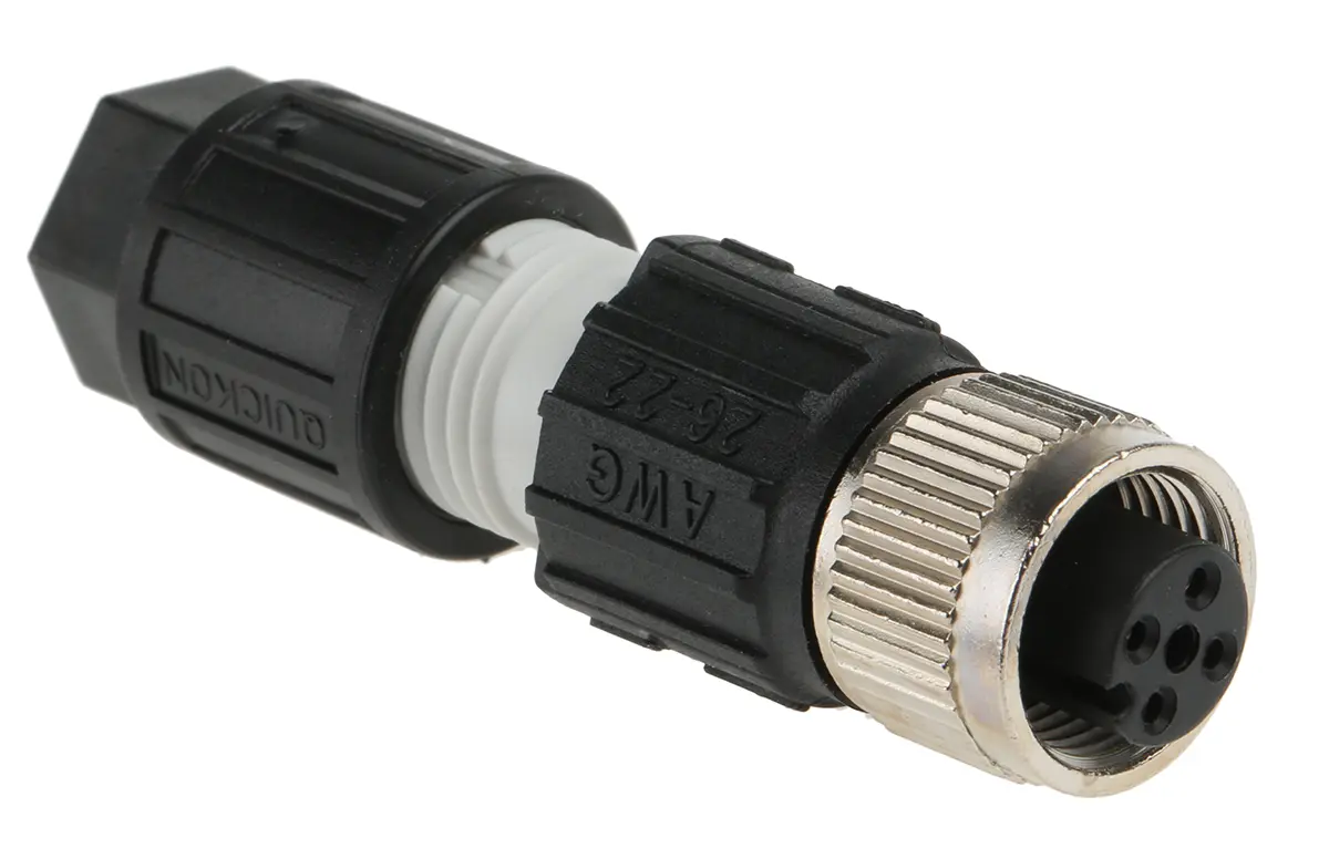 Produktfoto 1 von Phoenix Contact SACC 12 mm M12 Rundsteckverbinder Stecker 4-polig Buchse 4A Kabel IP67