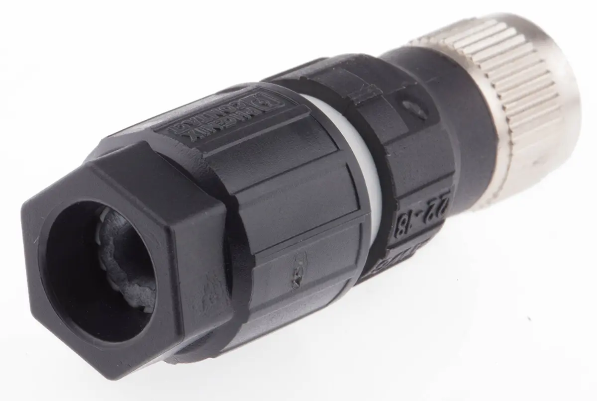 Produktfoto 1 von Phoenix Contact SACC 12 mm M12 Rundsteckverbinder Stecker 4-polig Buchse 4A Kabel IP65, IP67