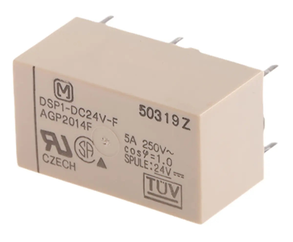 Produktfoto 1 von Panasonic Leistungsrelais 24V dc Spule DPST DIN-Hutschiene 5A 1.9 kΩ 300 mW