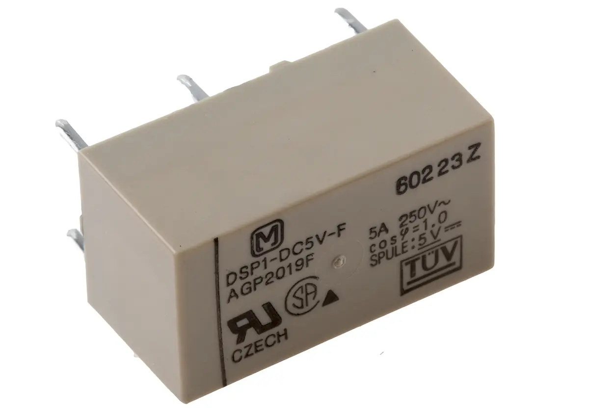 Produktfoto 1 von Panasonic Leistungsrelais 5V dc Spule DPST DIN-Hutschiene 5A 83 Ω 300 mW