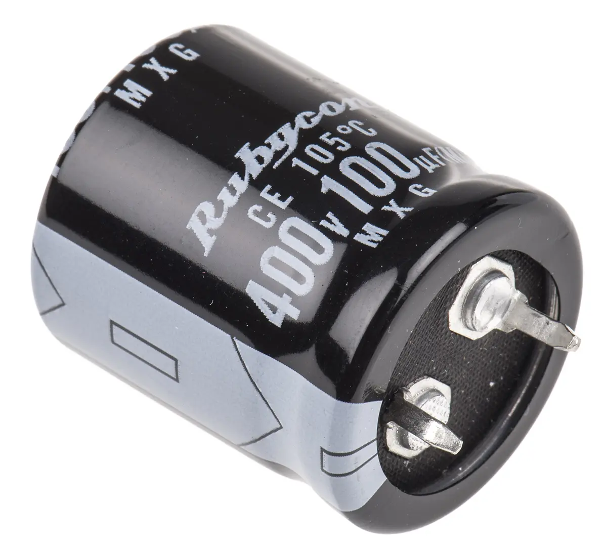 Produktfoto 1 von Rubycon MXG Snap-In Aluminium-Elektrolyt Kondensator 100μF ±20% / 400V dc, Ø 22mm x 25mm, bis 105°C