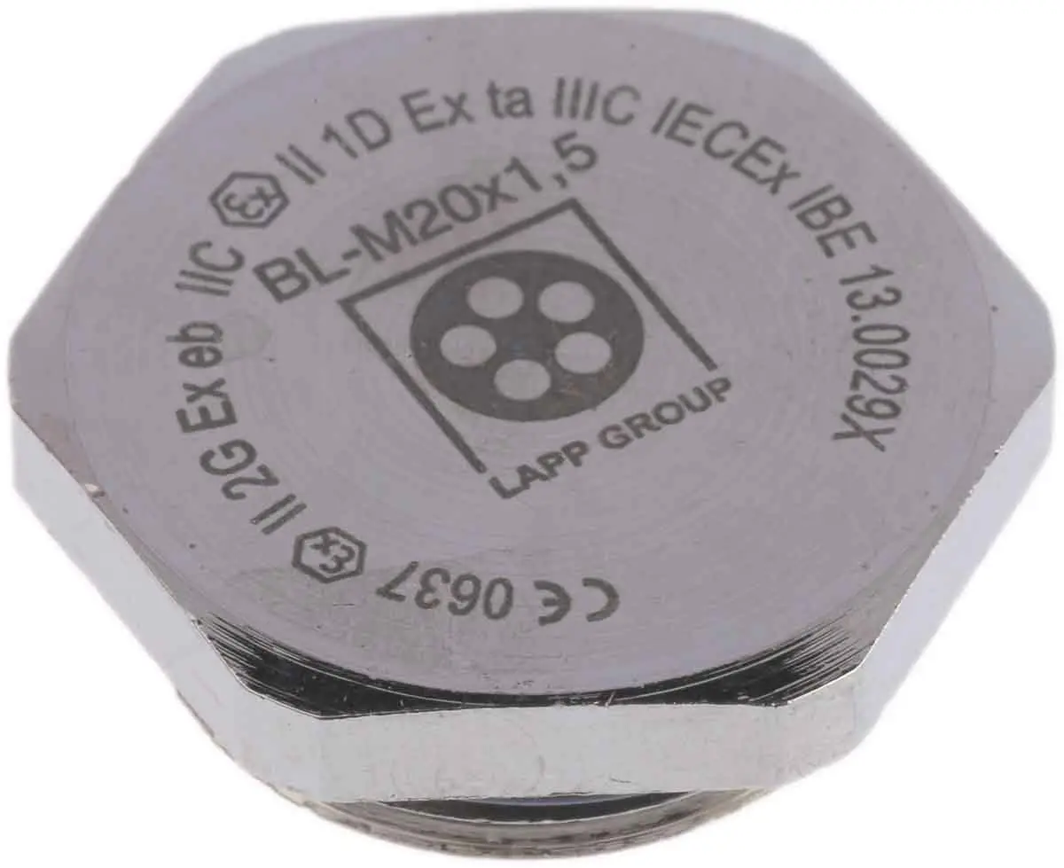 Produktfoto 1 von Lapp 5210 Blindstopfen M20, Messing vernickelt Mit Gewinde Ø 26.4 mm, IP68