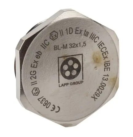 Produktfoto 1 von Lapp 5210 Blindstopfen M32, Messing vernickelt Mit Gewinde Ø 39.6 mm, IP68, Hellgrau