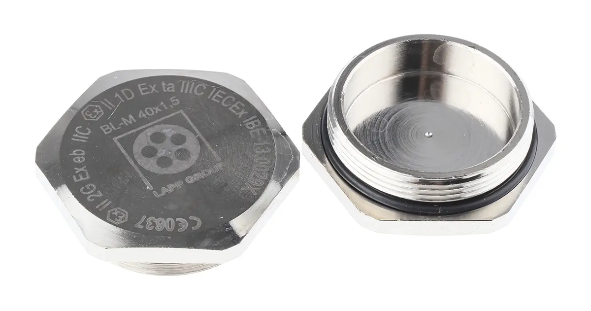 Produktfoto 1 von Lapp 5210 Blindstopfen M40, Messing vernickelt Mit Gewinde Ø 49.5 mm, IP68, Hellgrau
