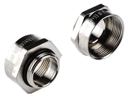 Produktfoto 1 von Lapp SKINDICHT Kabelverschraubung Adapter Typ Vergrößerer M32 M25 Messing vernickelt IP68, IP66 Grau -30 °C / 90 °C