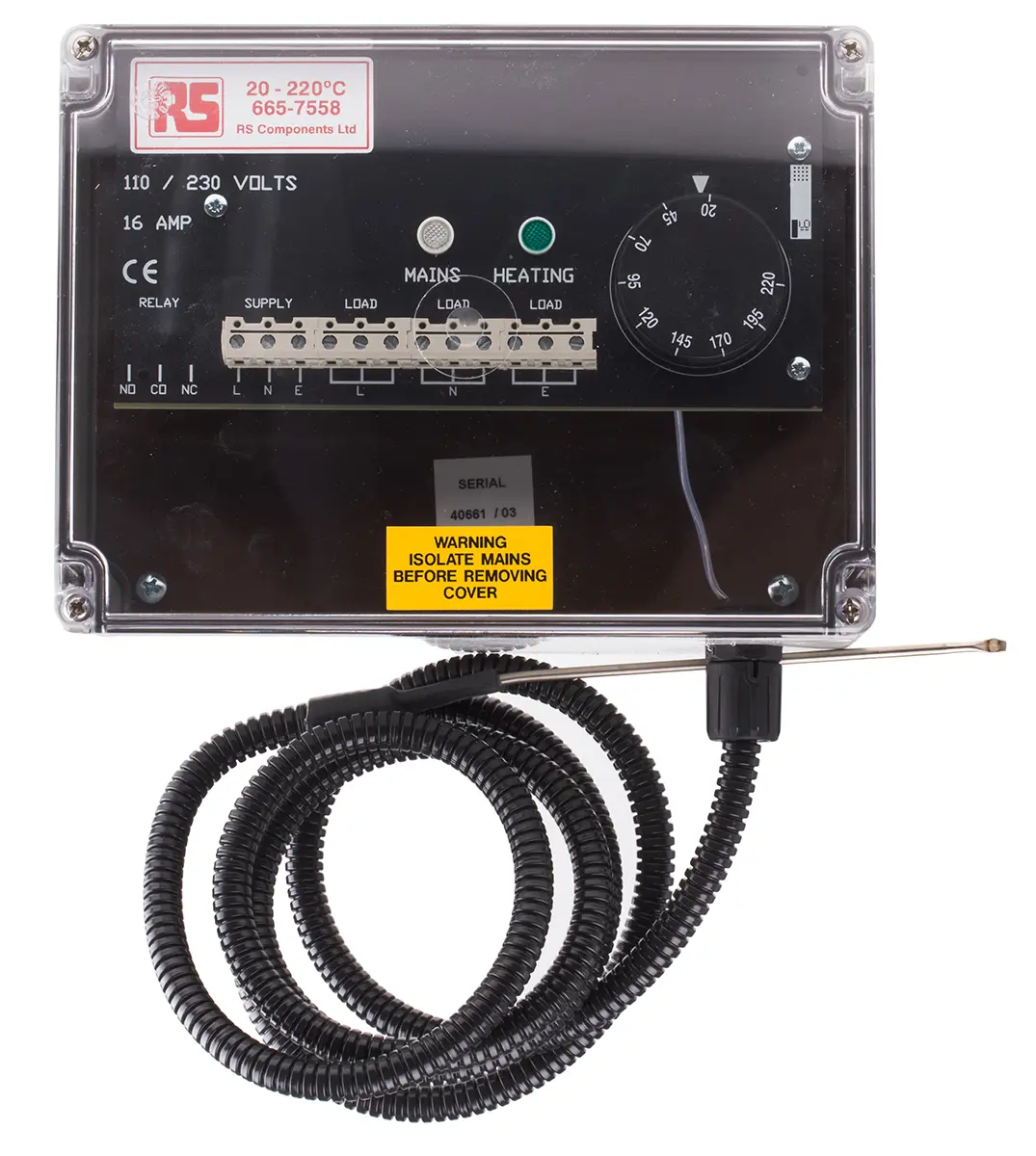 Produktfoto 1 von RS PRO Begleitheizung Thermostat Abzweigdose, 200 mm x 150 mm x 75 mm, 210 °C, 35 °C