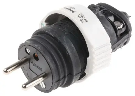 Produktfoto 1 von Legrand Netzstecker Kabel 16A, 2+E, Typ E Gummi, 230V Schwarz Schraubbefestigung, für Frankreich