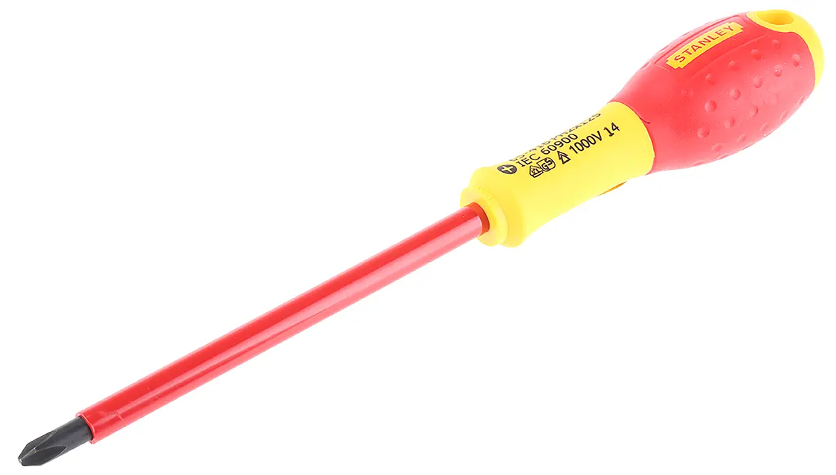Produktfoto 1 von Stanley VDE 1000V zugelassen PH2 Isoliert, Chrom Vanadium Stahl, 2 mm / Klinge 125 mm