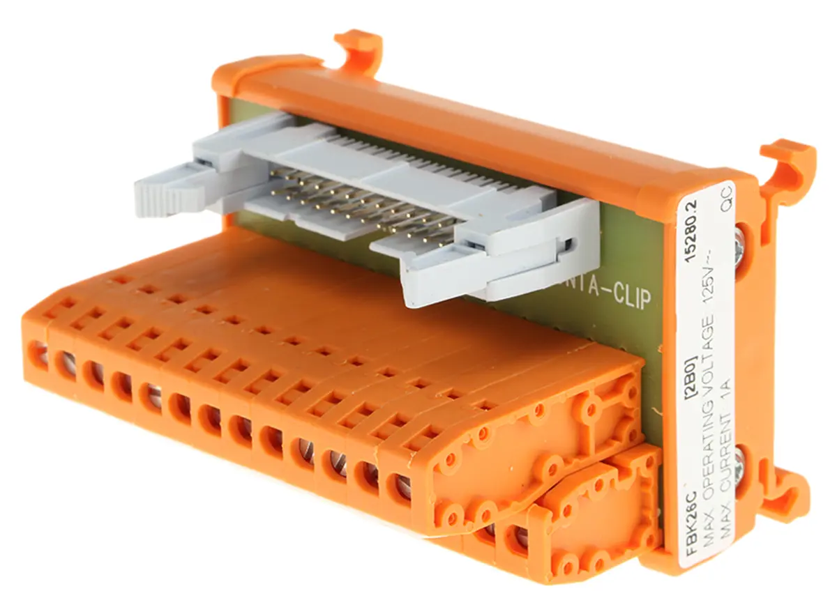 Produktfoto 1 von RS PRO Schnittstellenmodul Flachbandkabel, Stecker, 26-polig, 125 V ac/dc, DIN-Hutschiene 1A