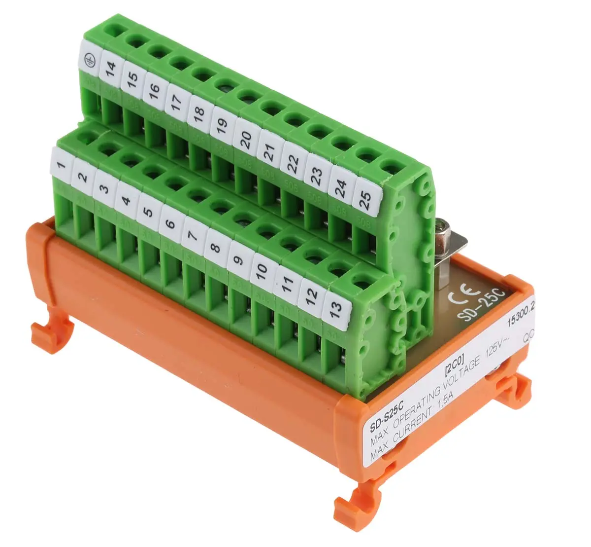 Produktfoto 1 von RS PRO Schnittstellenmodul D-SUB, Stecker, 25-polig, 125 V ac/dc, DIN-Hutschiene 1.5A