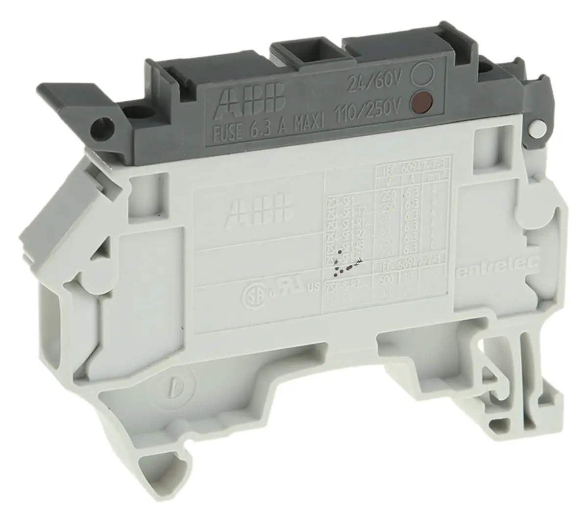 Produktfoto 1 von Entrelec SNK Reihenklemme mit Sicherungshalter 1 Grau, 4 mm², 250 V Schraubbefestigung Abgesichert
