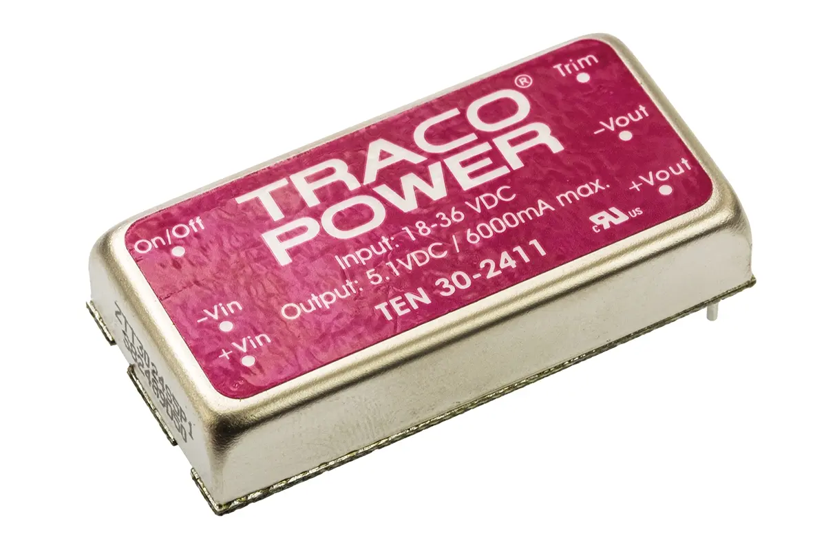 TRACOPOWER TEN 30 DC/DC-Wandler 30W 24 V dc IN, 5V dc OUT / 6A Durchsteckmontage 1.5kV dc isoliert