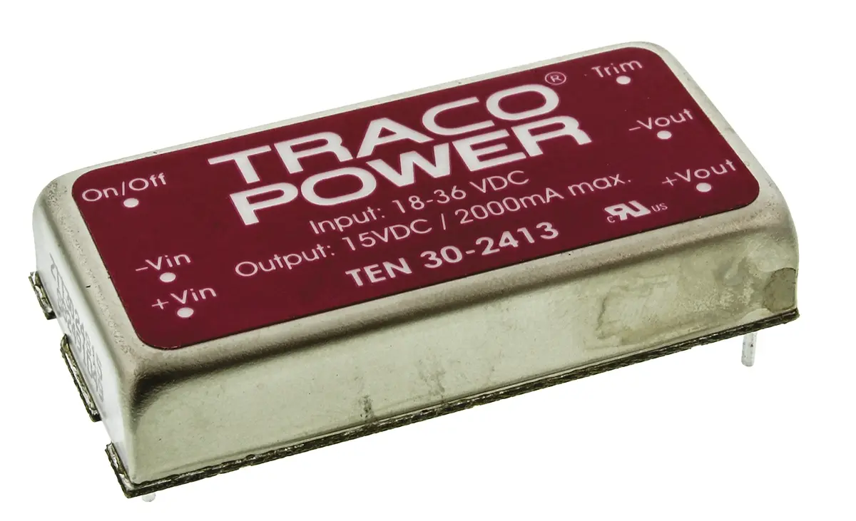 TRACOPOWER TEN 30 DC/DC-Wandler 30W 24 V dc IN, 15V dc OUT / 2A Durchsteckmontage 1.5kV dc isoliert