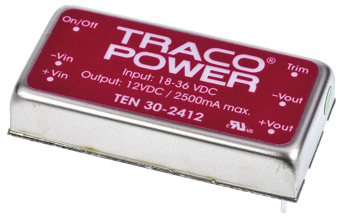 TRACOPOWER TEN 30 DC/DC-Wandler 30W 24 V dc IN, 12V dc OUT / 2.5A Durchsteckmontage 1.5kV dc isoliert