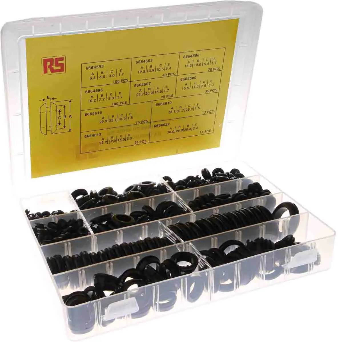 Produktfoto 1 von RS PRO 437 Kabeltüllen-Satz