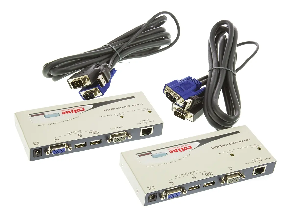 Produktfoto 1 von Roline KVM-Extender USB Extender-Paar VGA 150 m 2 Anschlüsse 1 1 Displays Catx