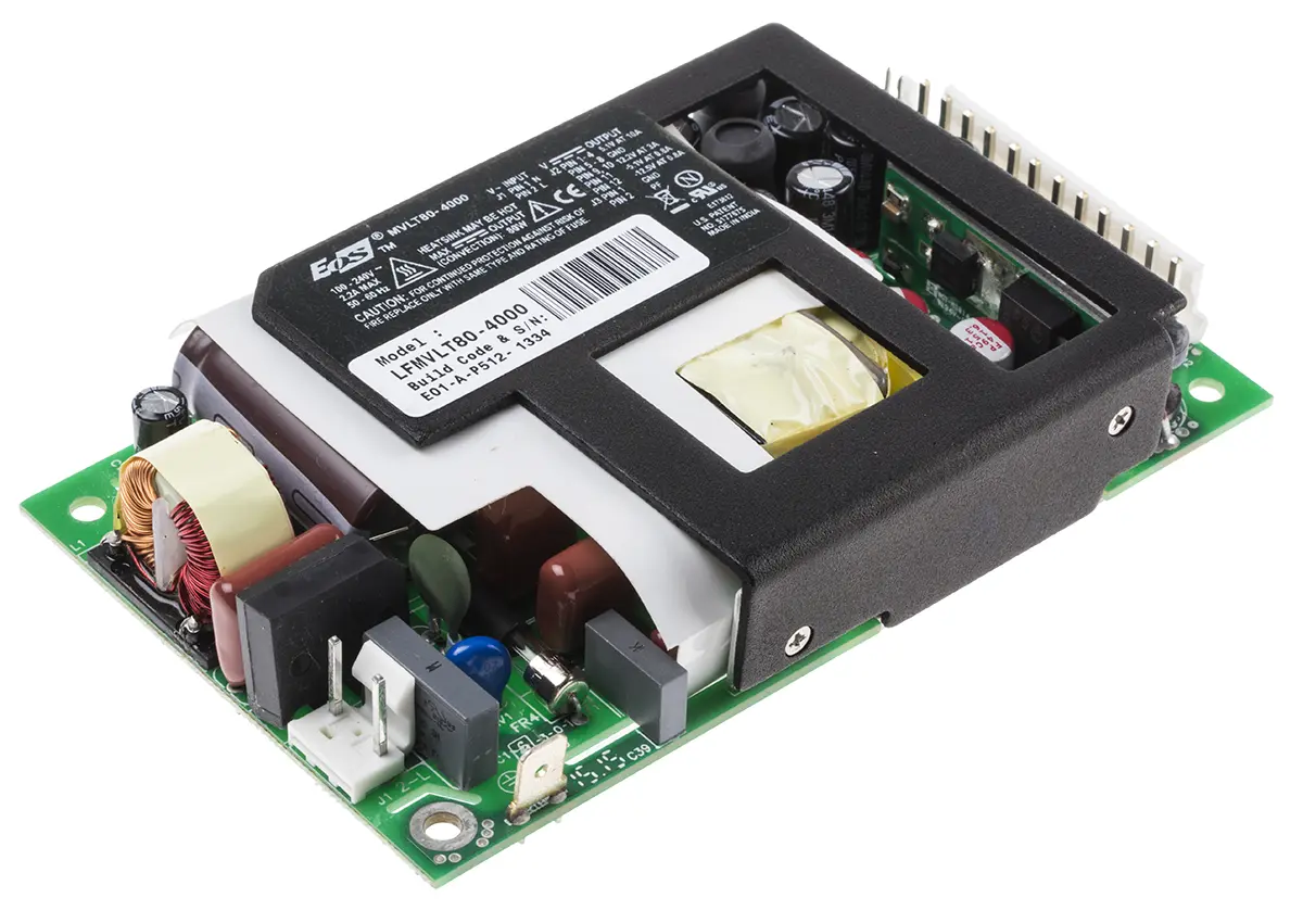 Produktfoto 1 von EOS Schaltnetzteil, ±5 V dc, ±12 V dc / 3 A, 10 A, 800mA 4-Kanal 80W 90 → 264V ac Offene Bauform,