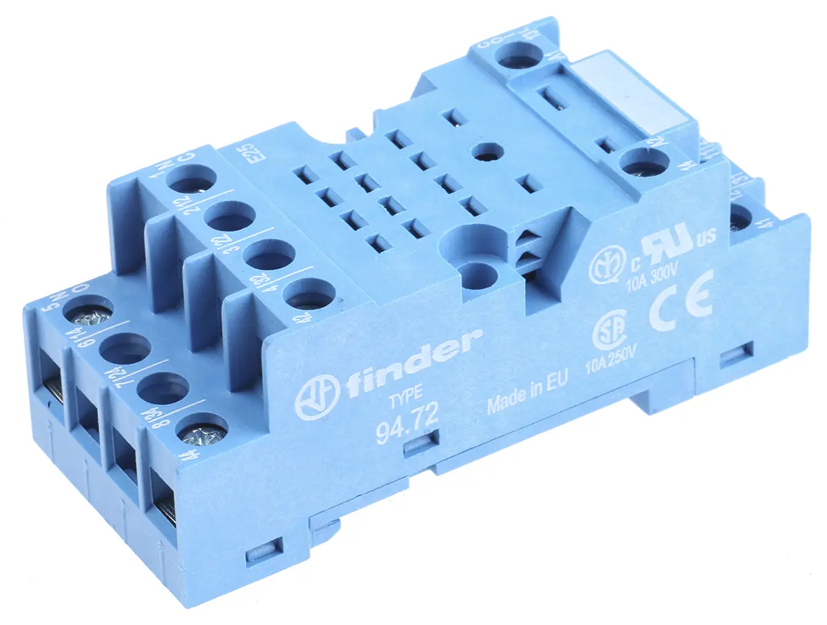 Produktfoto 1 von Finder Relaissockel 94, 8 -Kontakt, DIN-Hutschiene, 250V ac