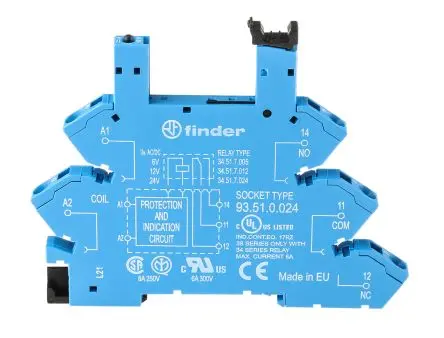 Produktfoto 1 von Finder Relaissockel 93, 5 -Kontakt, DIN-Hutschiene, 12V ac/dc
