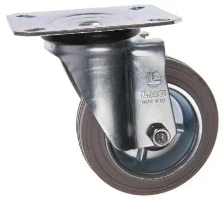 Produktfoto 1 von LAG Drehbar Rolle, Rad ø 100 mm, 80 kg, Ges H. 128 mm, Rad B. 30 mm
