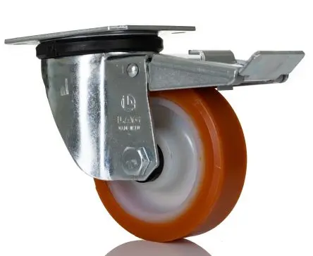 Produktfoto 1 von LAG Gebremst, schwenkbar Rolle, Rad ø 100 mm, 200 kg, Ges H. 129 mm, Rad B. 30 mm