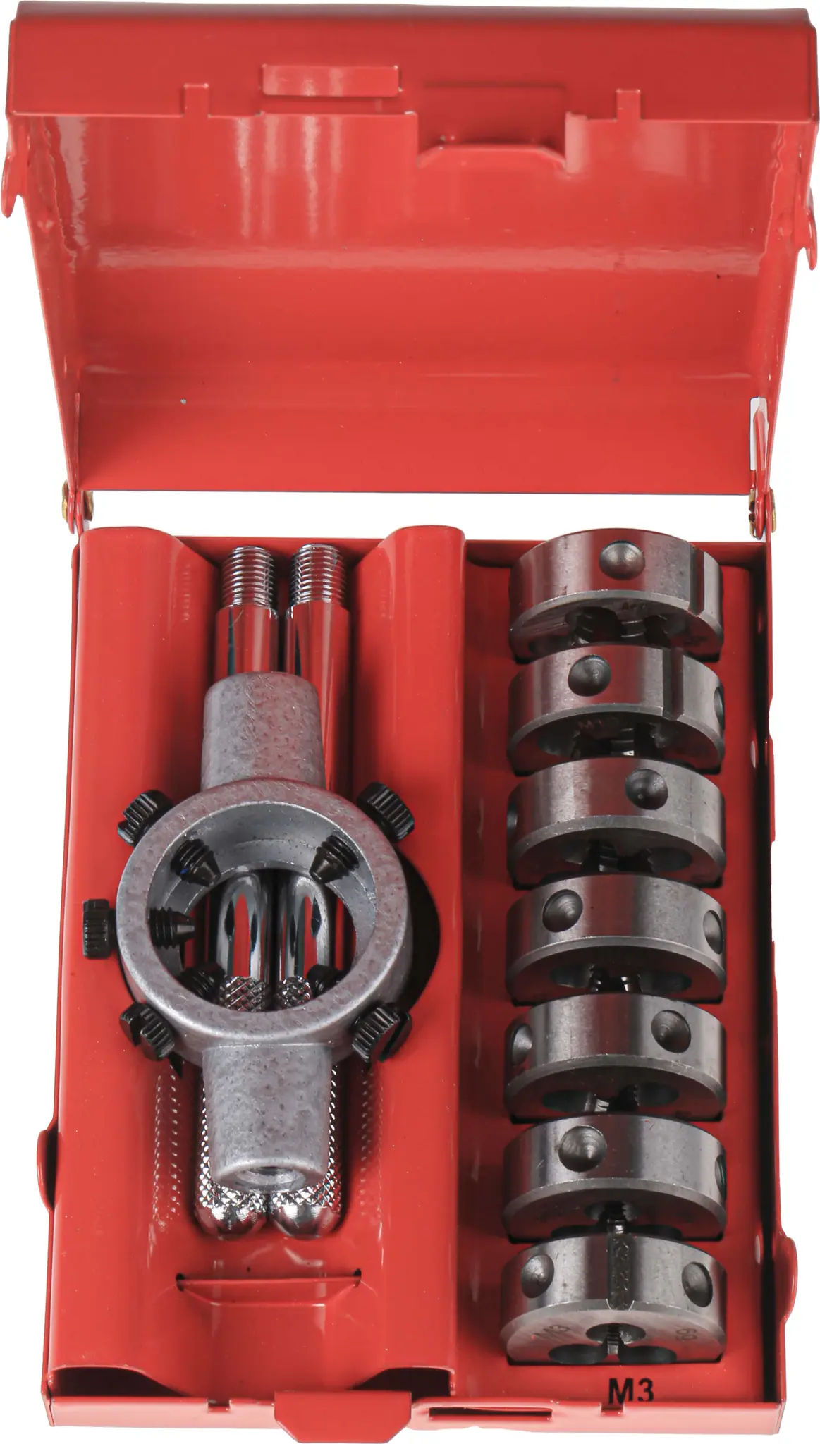 Produktfoto 1 von RS PRO HSS Gewinde-Schneideisen Set, 8-teilig Gewindebohrer M3 → M12, Matrizen M3 → M12