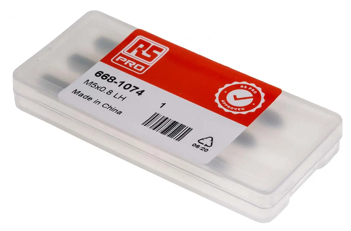 Produktfoto 1 von RS PRO Gewindebohrer HSS Hand, Metrisch Gerade Nut, Linksgewinde, 1-teilig M5