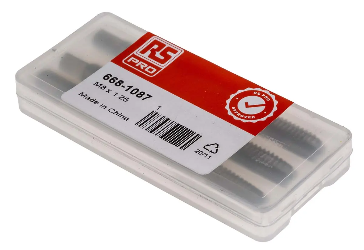 Produktfoto 1 von RS PRO Gewindebohrer HSS Hand, Metrisch Gerade Nut, Linksgewinde, 1-teilig M8