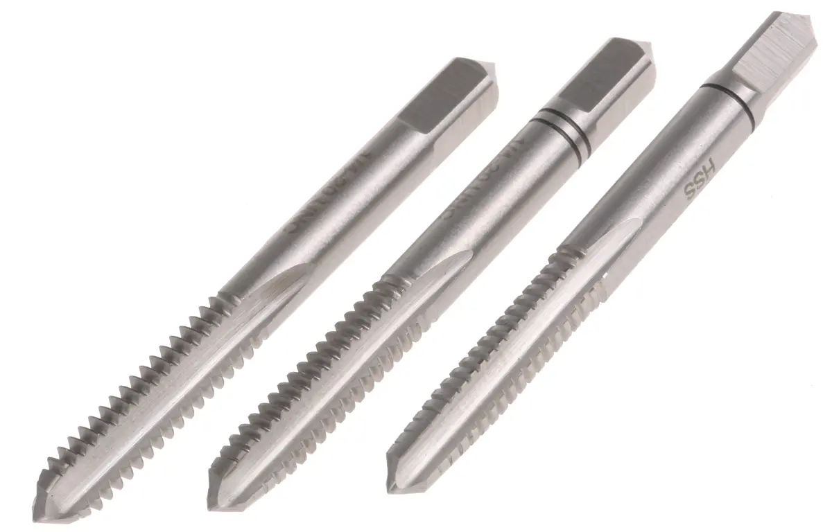 Produktfoto 1 von RS PRO Gewindebohrer HSS Hand, UNC Gerade Nut, Rechtsgewinde, 1-teilig 1/4 To 20UNC