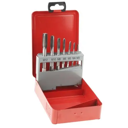 Produktfoto 1 von RS PRO Gewindebohrer Satz HSS Hand, Metrisch Linksgewinde, Linksgewinde, 7-teilig M3 x M12