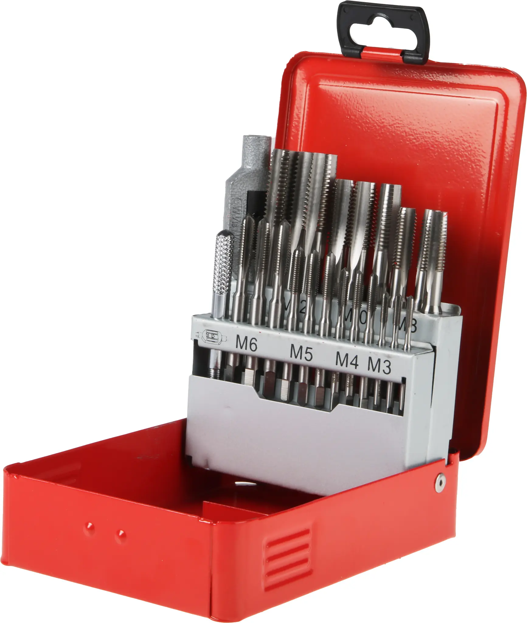 Produktfoto 1 von RS PRO Gewindebohrer Satz HSS Hand, Metrisch Gerade Nut, Rechtsgewinde, 22-teilig M3 To M12