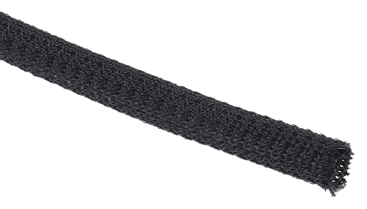 Produktfoto 1 von RS PRO Kabelschlauch Schwarz PET für Kabel-Ø 4mm bis 8mm, Länge 3m Umflochten