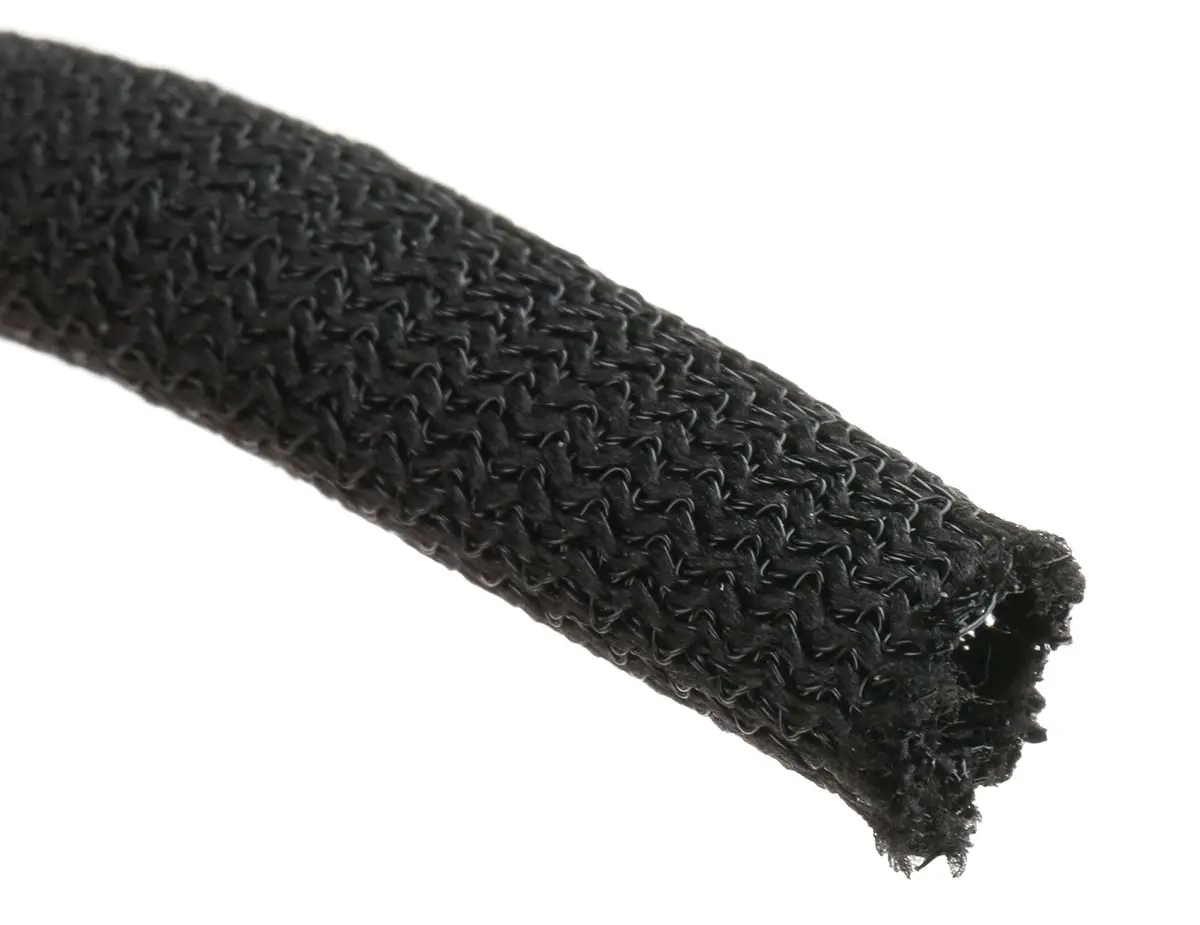 Produktfoto 1 von RS PRO Kabelschlauch Schwarz PET für Kabel-Ø 7mm bis 12mm, Länge 3m Umflochten