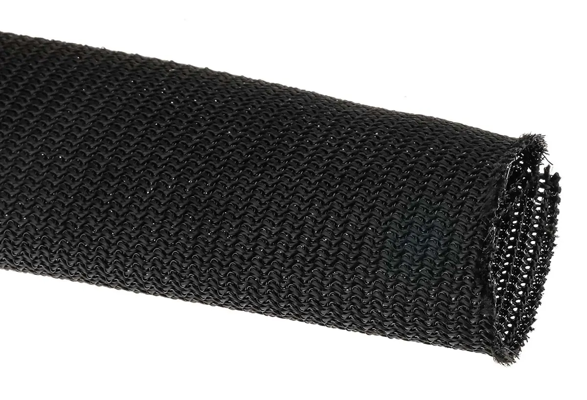 Produktfoto 1 von RS PRO Kabelschlauch Schwarz PET für Kabel-Ø 20mm bis 28mm, Länge 3m Umflochten