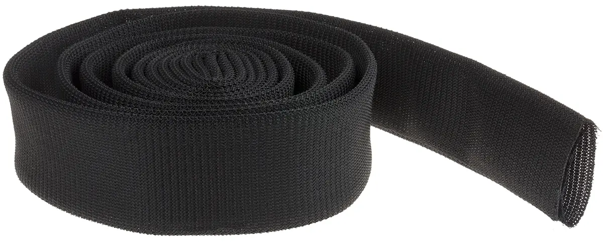 Produktfoto 1 von RS PRO Kabelschlauch Schwarz PET für Kabel-Ø 44mm, Länge 3m Umflochten