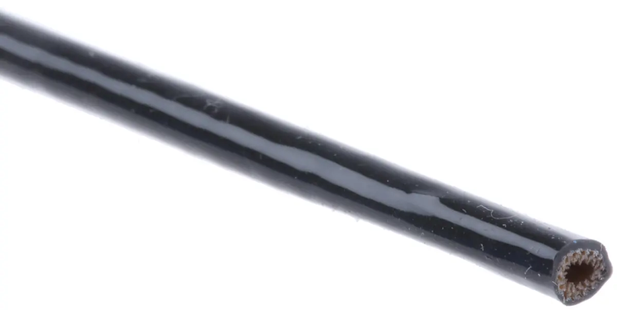 Produktfoto 1 von RS PRO Kabelschlauch Schwarz Silikongummi Glas für Kabel-Ø 2mm bis 3.2mm, Länge 1m Umflochten Dehnbar