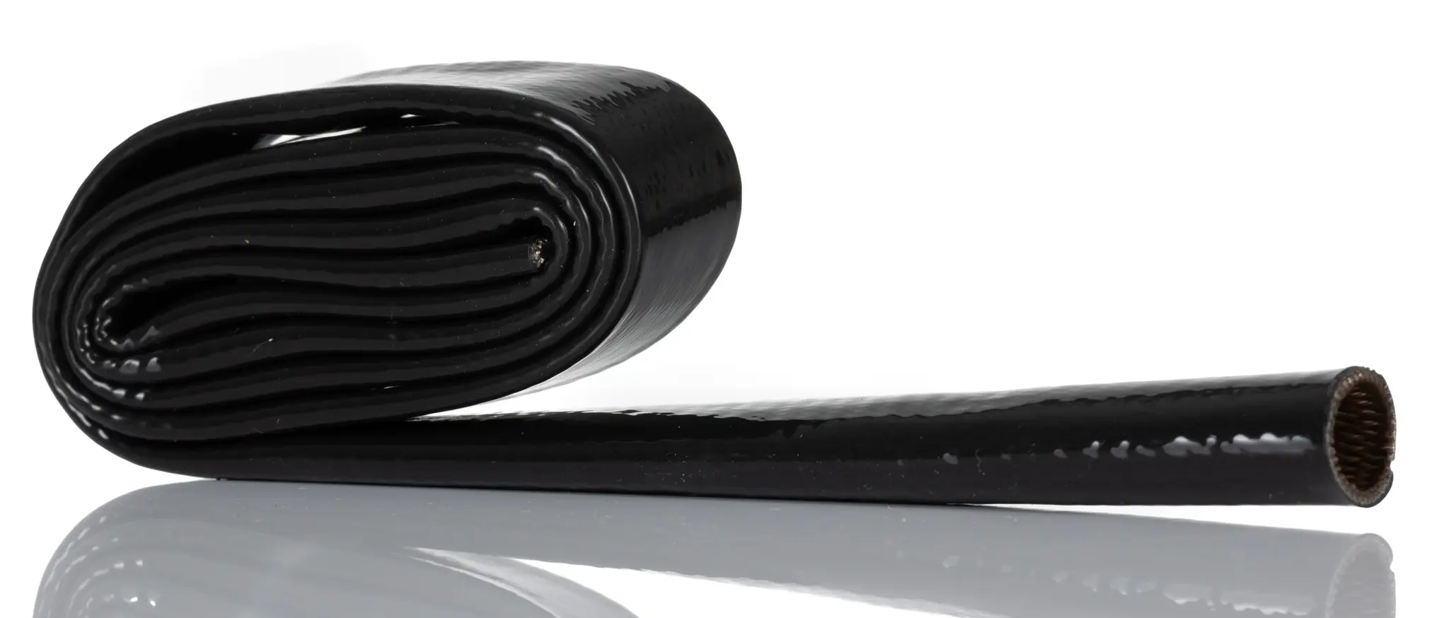 Produktfoto 1 von RS PRO Kabelschlauch Schwarz Silikongummi Glas für Kabel-Ø 16mm bis 25.6mm, Länge 1m Umflochten Dehnbar