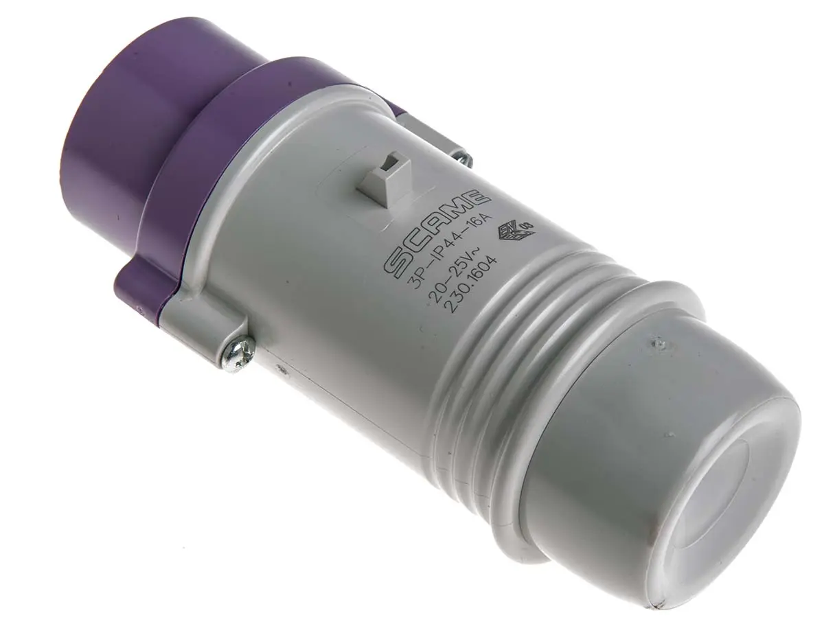 Produktfoto 1 von Scame IEC309 Leistungssteckverbinder Violett 3P, 20V, 25 V, Kabel Gerade IP44 16A
