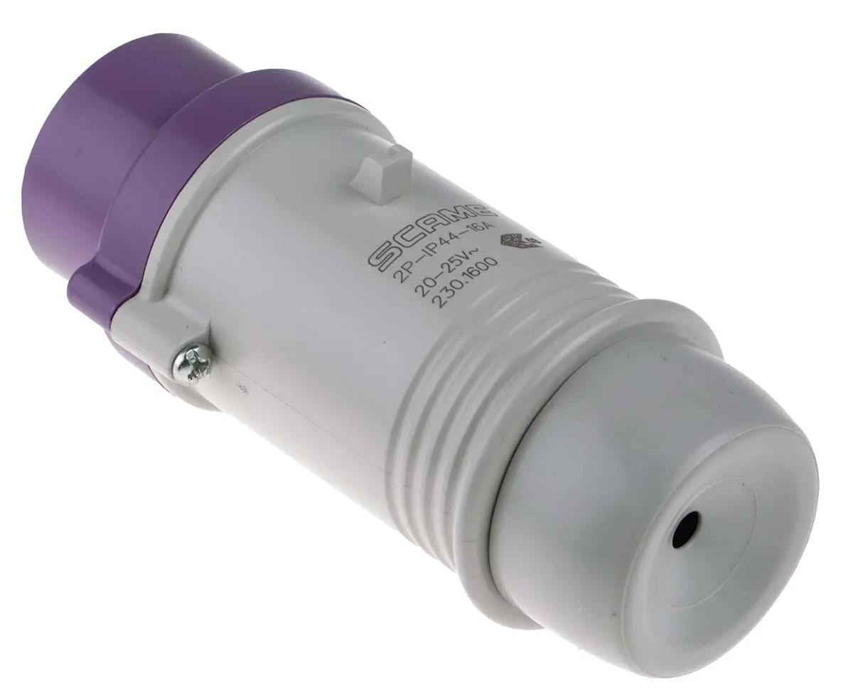 Produktfoto 1 von Scame Leistungssteckverbinder Violett 2P, 20V, 25 V, Kabel Gerade IP44 16A