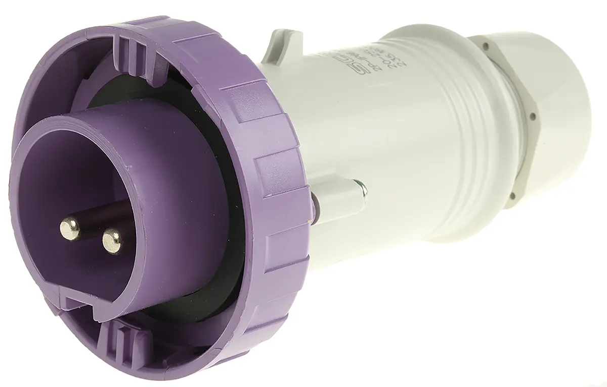 Scame IEC309 Leistungssteckverbinder Violett 2P, 20V, 25 V, Kabel Gerade IP67 16A
