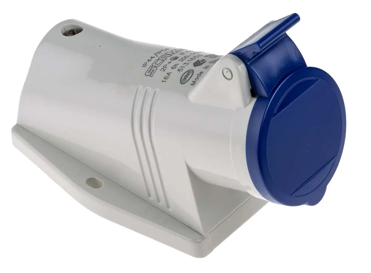 Produktfoto 1 von Scame Leistungssteckverbinder Blau, 230V 2P+PE / 16A, Wand IP44