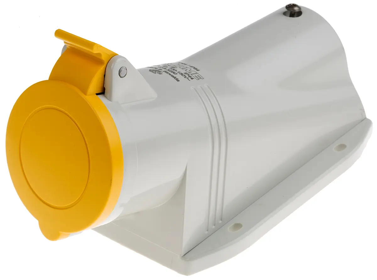 Produktfoto 1 von Scame OPTIMA-BASE Leistungssteckverbinder Gelb, 110V 2P+PE / 32A, Wand IP44