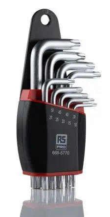 Produktfoto 1 von RS PRO TORX®-Schlüsselsatz L Lang, CrV-Stahl 9, T10 → T50