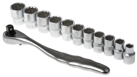 Produktfoto 1 von RS PRO Steckschlüsselsatz 3/8 in Vierkant Flach 12-teilig