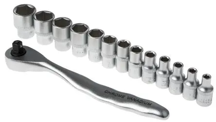 Produktfoto 1 von RS PRO Steckschlüsselsatz 1/4 in Vierkant Flach 14-teilig