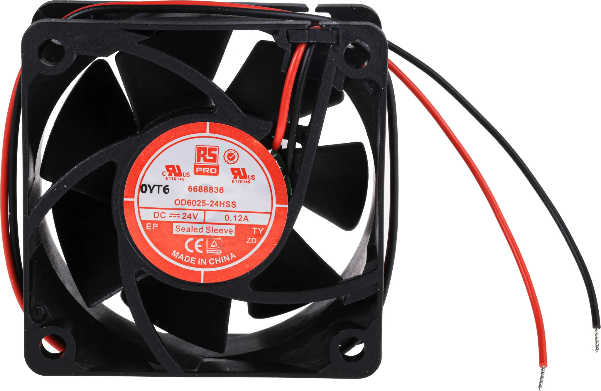 Produktfoto 1 von RS PRO DC-Axiallüfter, Gleitlager, 24 V dc / 3.6W, 60 x 60 x 25mm, 4500U/min, 39.1m³/h