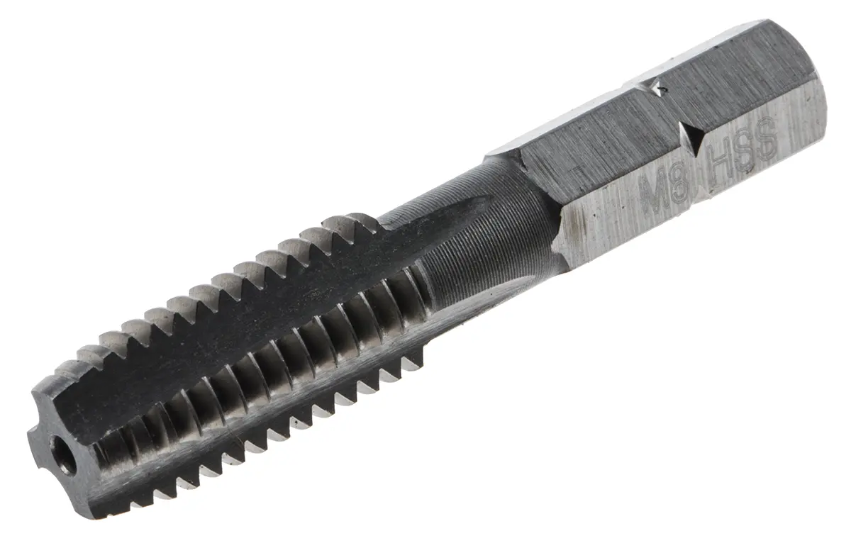 Produktfoto 1 von RS PRO Gewindebohrer HSS Hand, Metrisch Sechskantantrieb-Gewindebohrer, Rechtsgewinde, 1-teilig M8