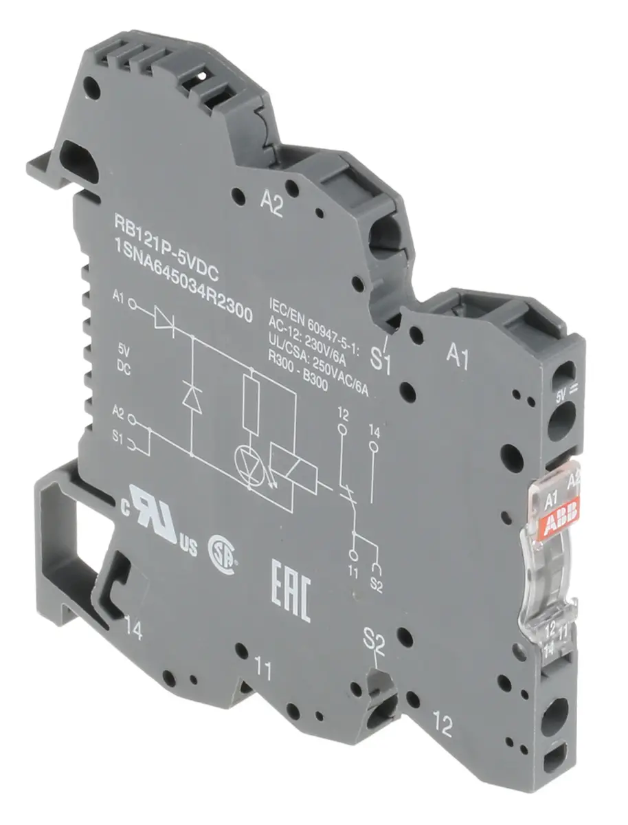 Produktfoto 1 von ABB R600 Interface Relais 5V dc, 1-poliger Wechsler DIN-Schienen 5V dc