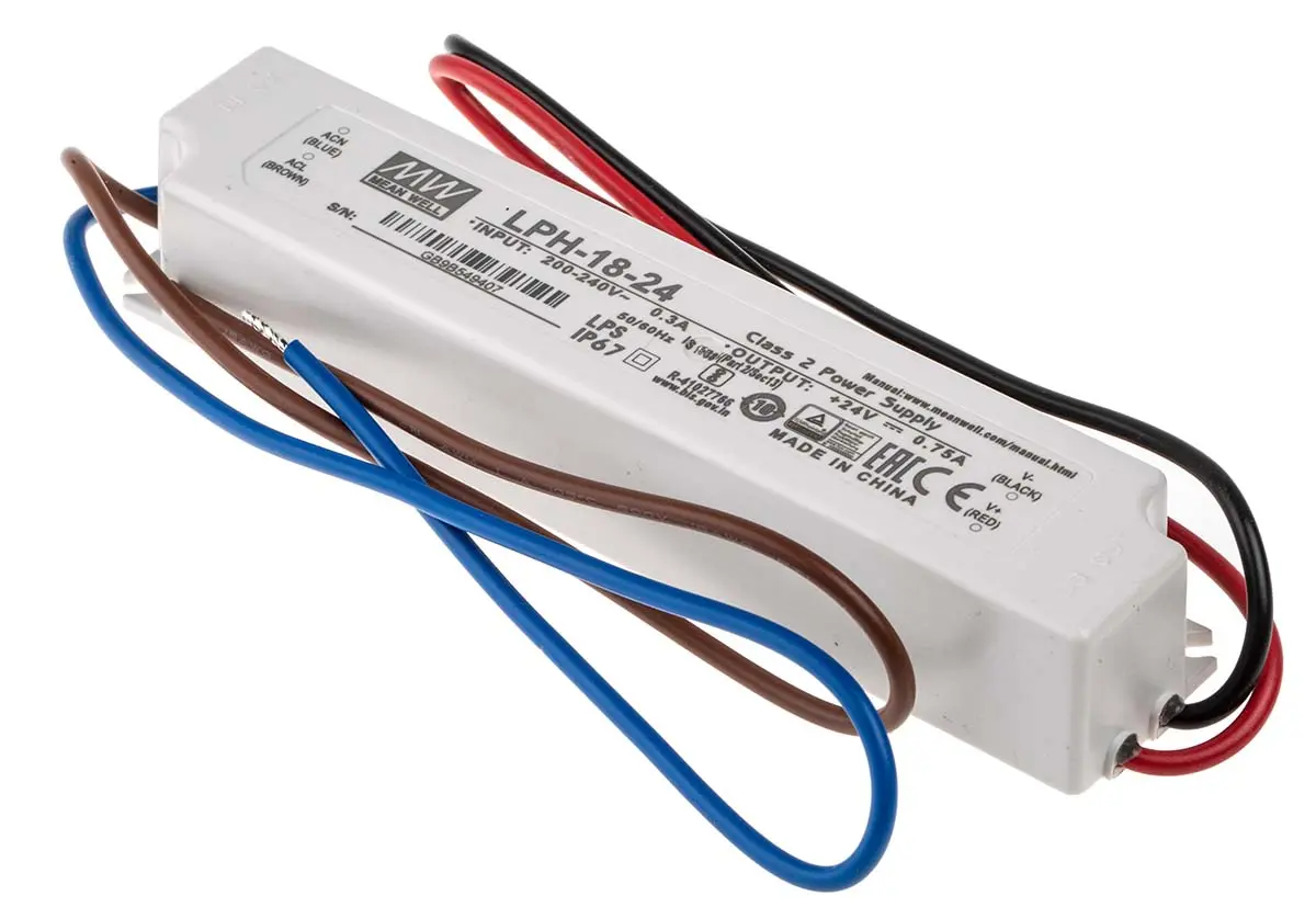 Produktfoto 1 von MEAN WELL LED-Treiber 180 → 264 V ac, 254 → 370 V dc LED-Treiber, Ausgang 24V / 0 → 750mA
